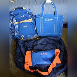 Set Of Lands' End Personalized "Blake" Bags Backpack, Duffel Bag, Canvas Tote